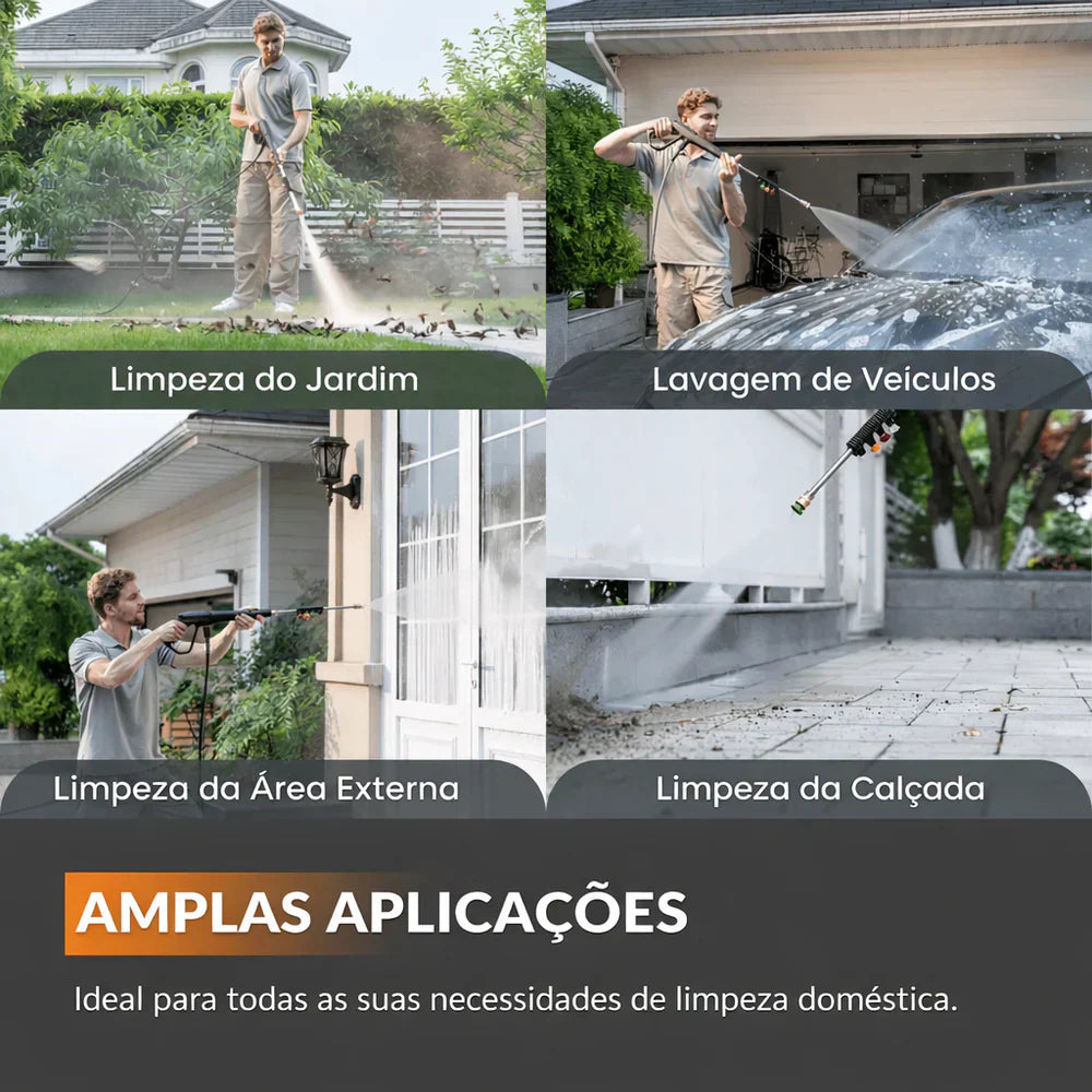 Imagem original quadrada com aplicações da mangueira retrátil